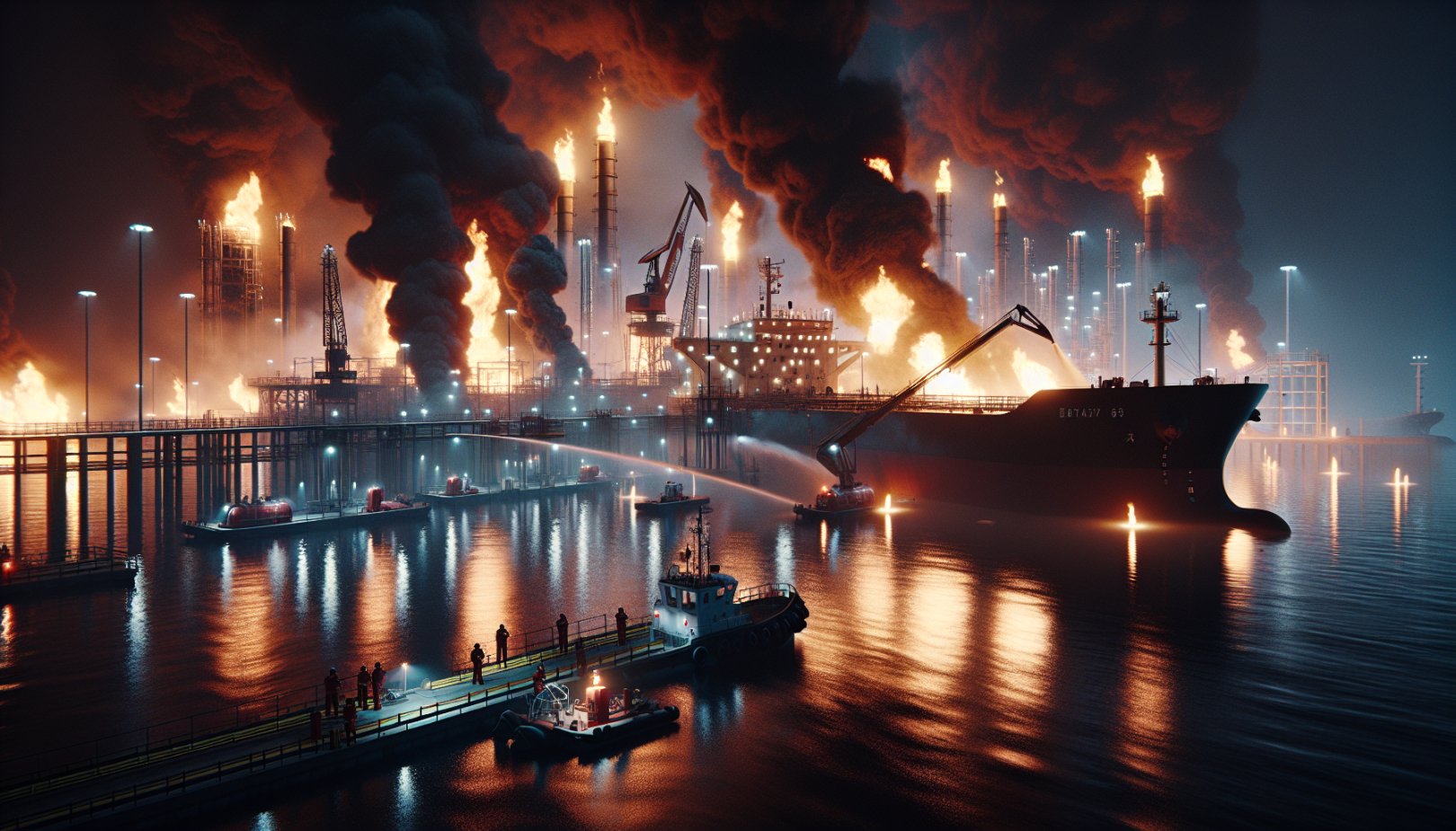 Ukrainske droner satte stor russisk oljehavn i Tuapse i brann