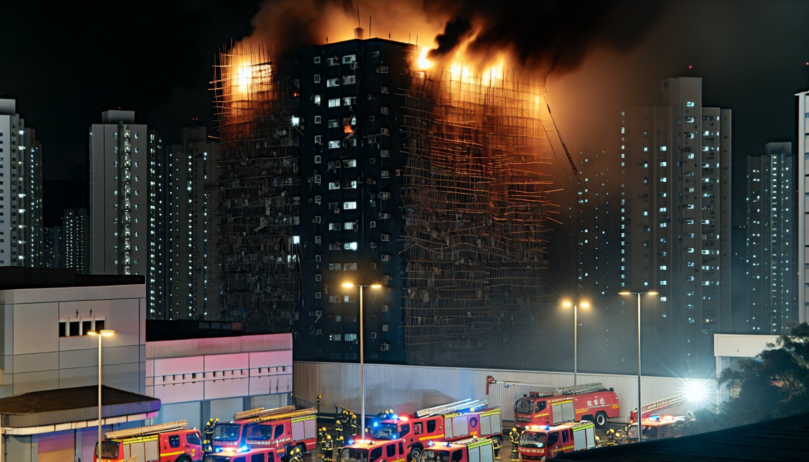Kraftig høyhusbrann i Hongkong: 36 døde og hundrevis savnet